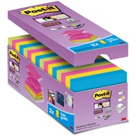 Karteczki samoprzylepne POST-IT® Super sticky Z-Notes (R330-SS-VP16), 76x76mm, 14x90 kart., mix kolorów, 2 bloczki gratis