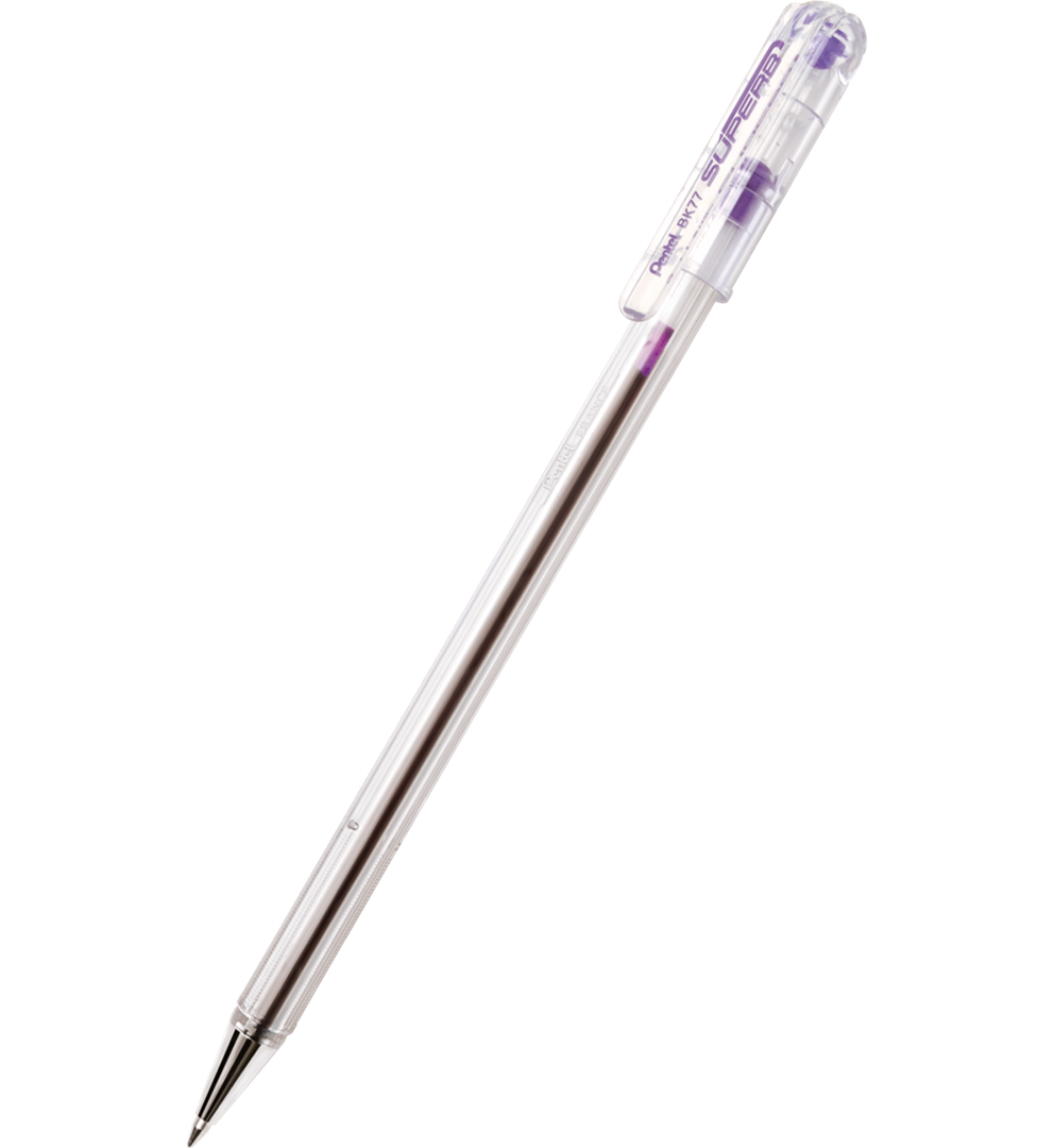 kultowy długopis SuperB BK77, na wkłady wymienne BKL7, nasadka  fioletowy Pentel