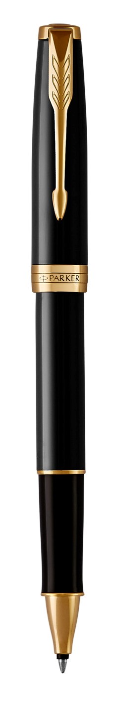 PARKER Sonnet pióro kulkowe Black Lacquer GT, głęboki czarny  lakier ze złotymi wykończeniami, końcówka fine, opakowanie prezentowe