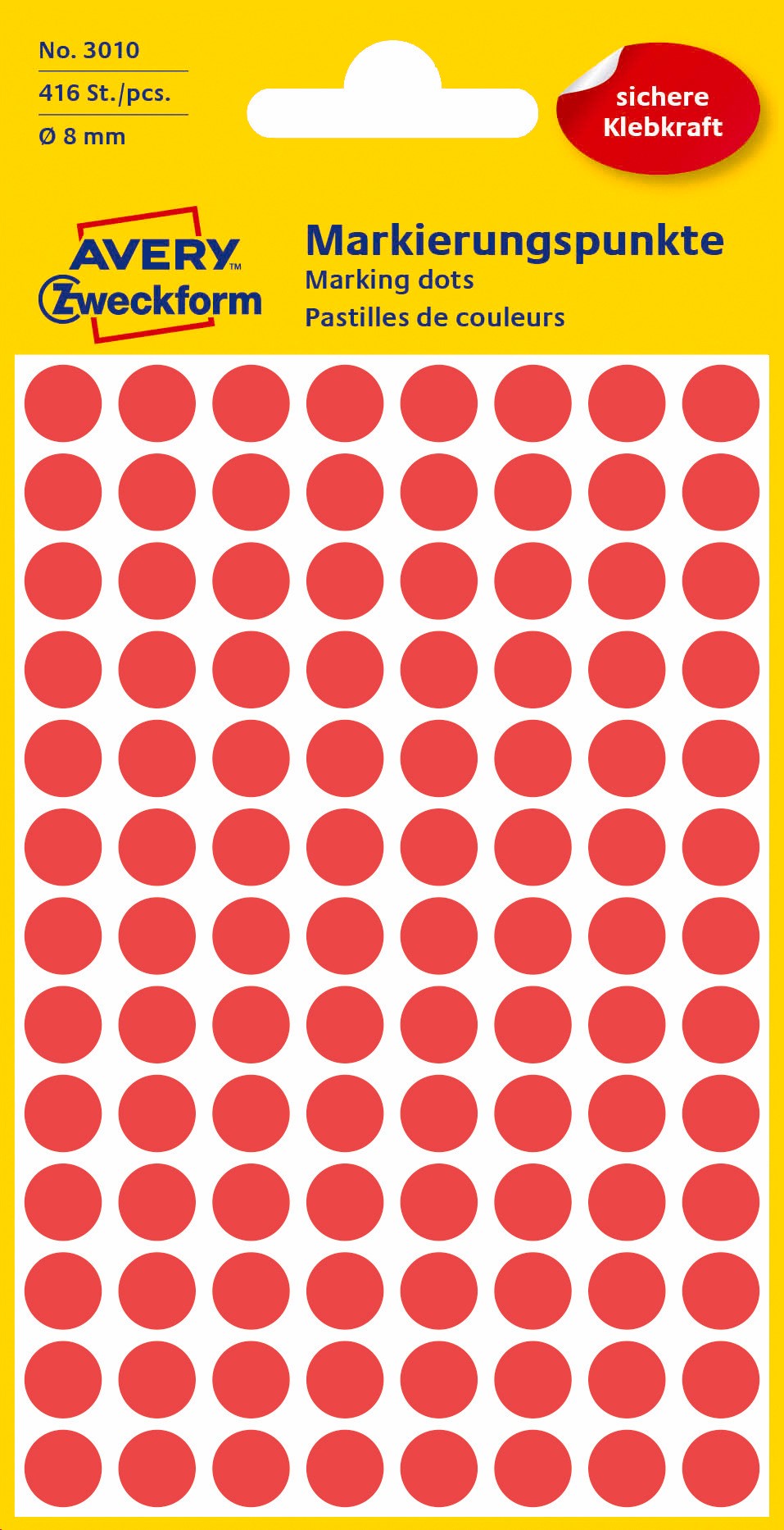 Kółka do zaznaczania kolorowe; 416 etyk./op., O8 mm, czerwone