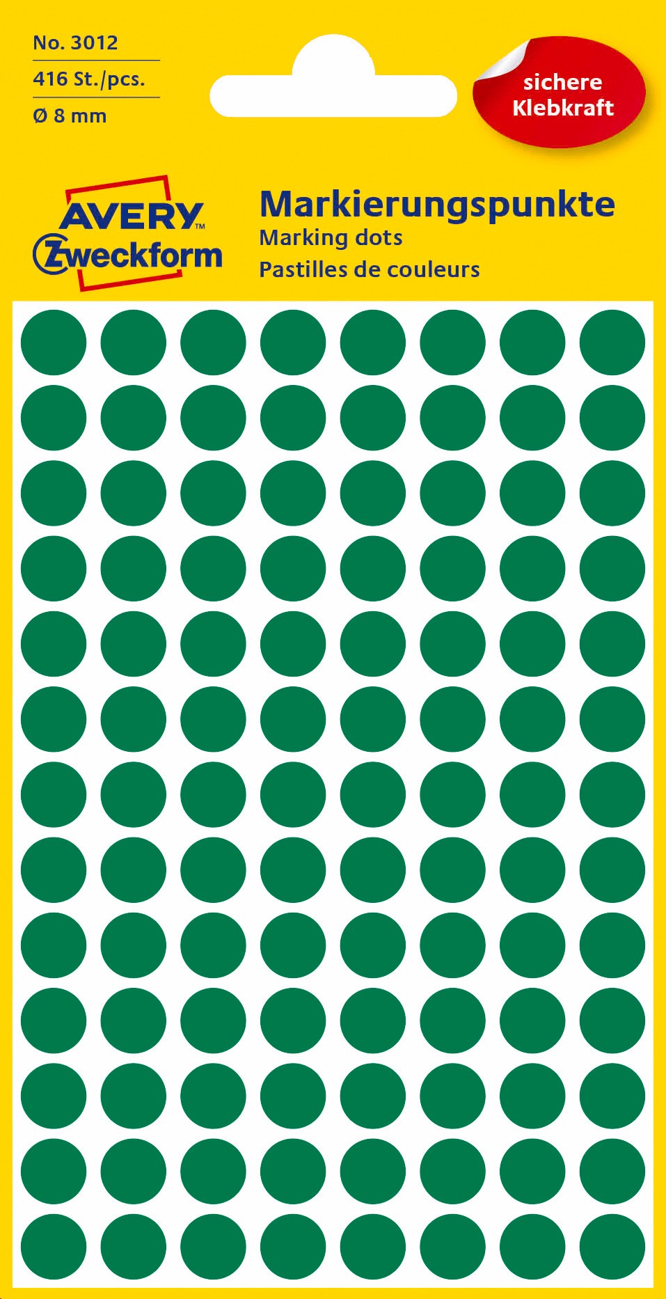 Kółka do zaznaczania kolorowe; 416 etyk./op., O8 mm, zielone