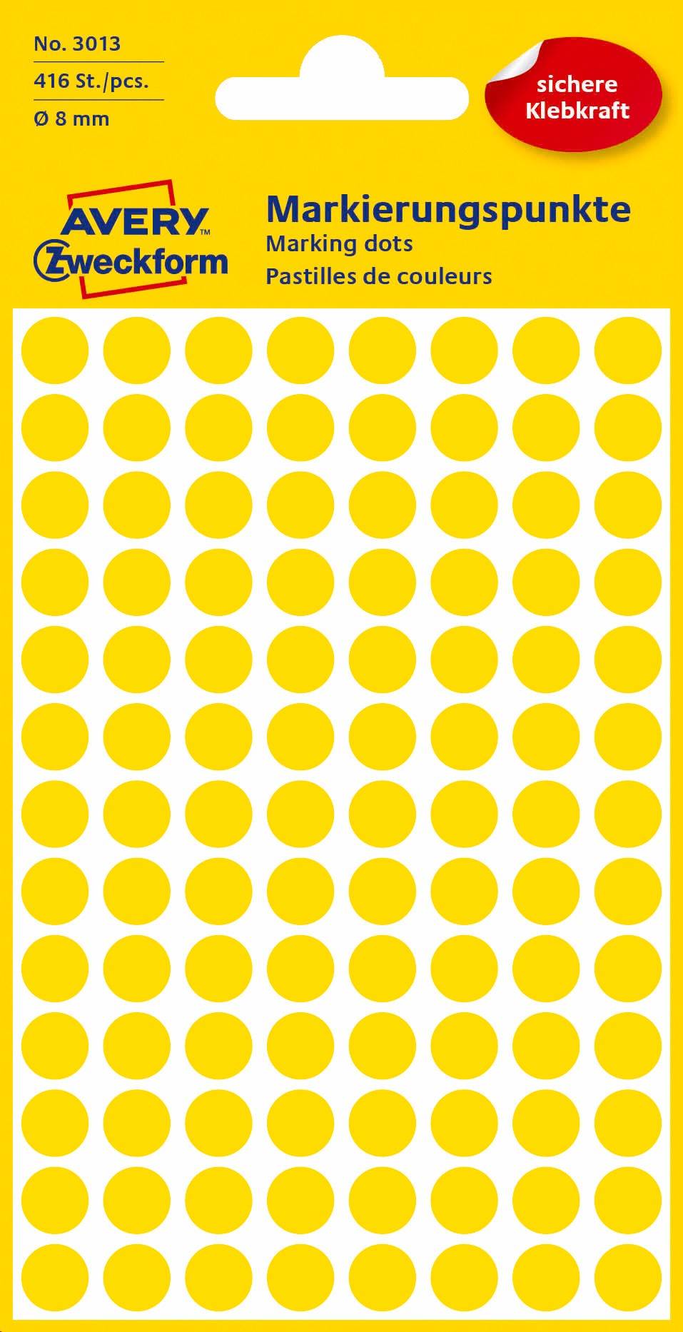 Kółka do zaznaczania kolorowe; 416 etyk./op., O8 mm, żółte