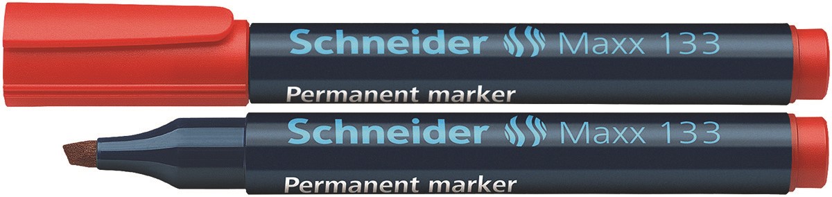 Marker permanentny SCHNEIDER Maxx 133, ścięty, 1-4 mm, czerwony