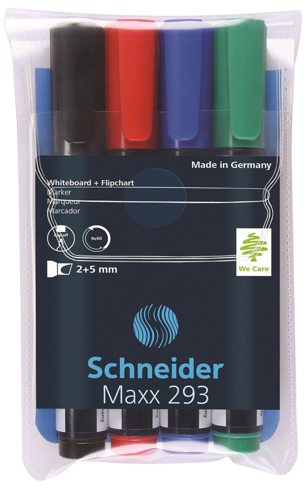 Zestaw markerów do tablic SCHNEIDER Maxx 293, 2-5 mm, 4 szt., miks kolorów