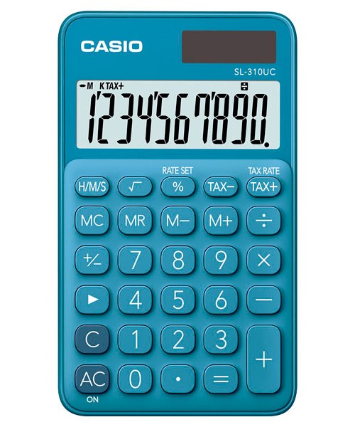 Kalkulator kieszonkowy CASIO SL-310UC-BU-S, 10-cyfrowy, 70x118mm, niebieski