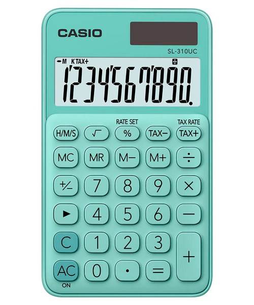 Kalkulator kieszonkowy CASIO SL-310UC-GN-S, 10-cyfrowy, 70x118mm, zielony