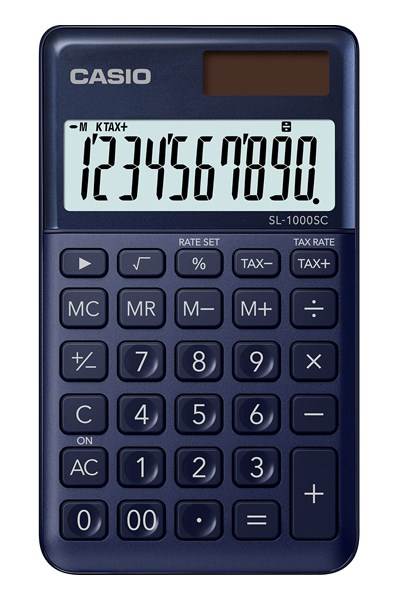Kalkulator kieszonkowy CASIO SL-1000SC-NY-S, 10-cyfrowy, 71x120mm, granatowy