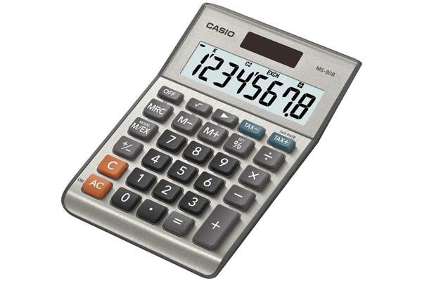 Kalkulator biurowy CASIO MS-80B-S, 8-cyfrowy, 103x147mm, szary