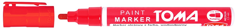 Marker olejowy, fibrowa końcówka 2,5mm,  czerwony