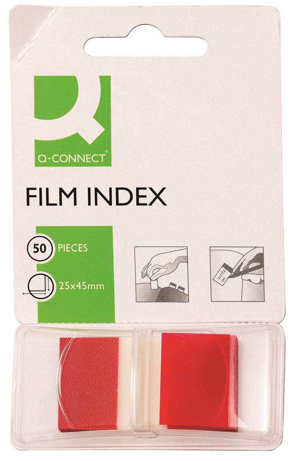 Zakładki indeksujące Q-CONNECT, PP, 25,4x43,7mm, 50 kart., czerwone
