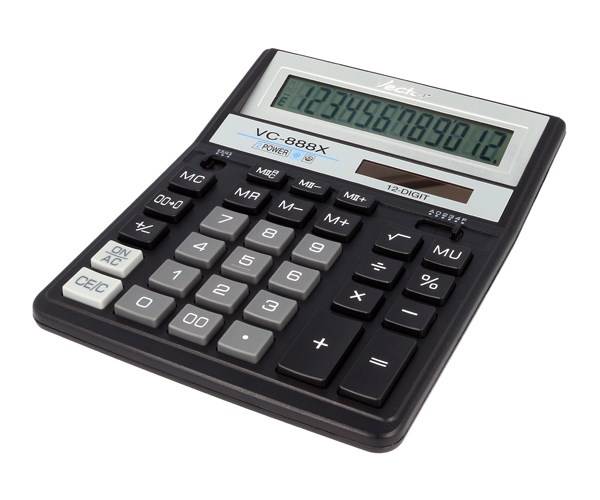 Kalkulator biurowy VECTOR KAV VC-888XBK II, 12-cyfrowy, 158x203mm, czarny