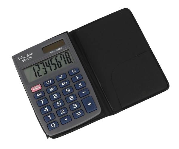 Kalkulator kieszonkowy VECTOR KAV VC-100, 8-cyfrowy, 58x88,5mm, szary