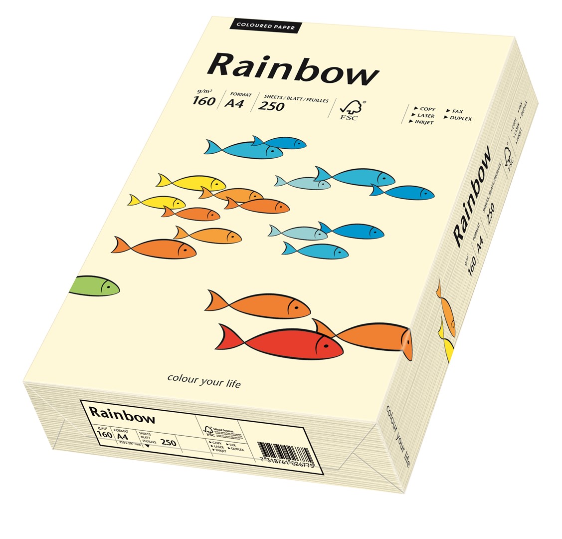Papier ksero kremowy A4/160g 250 arkuszy Rainbow