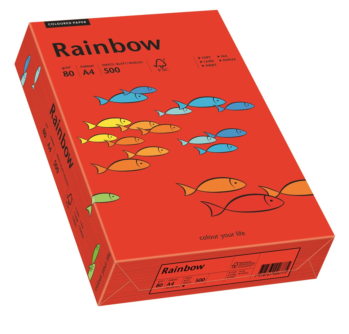 Papier ksero ciemnoczerwony A4/80g 500 arkuszy Rainbow