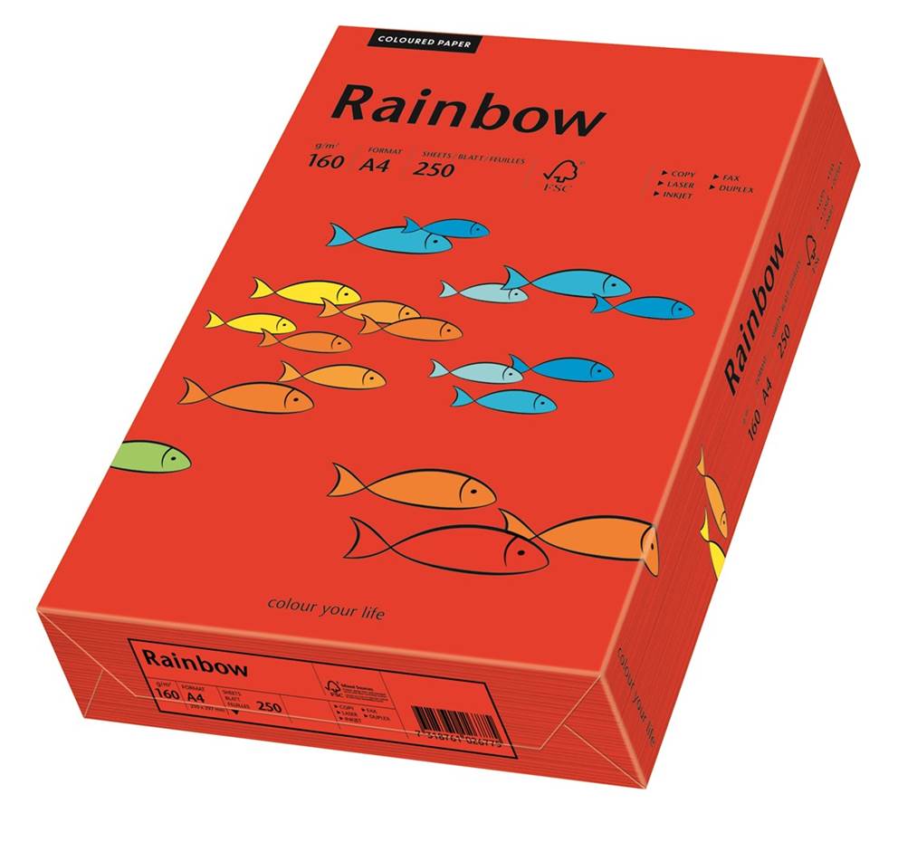 Papier ksero ciemnoczerwony A4/160g 250 arkuszy Rainbow