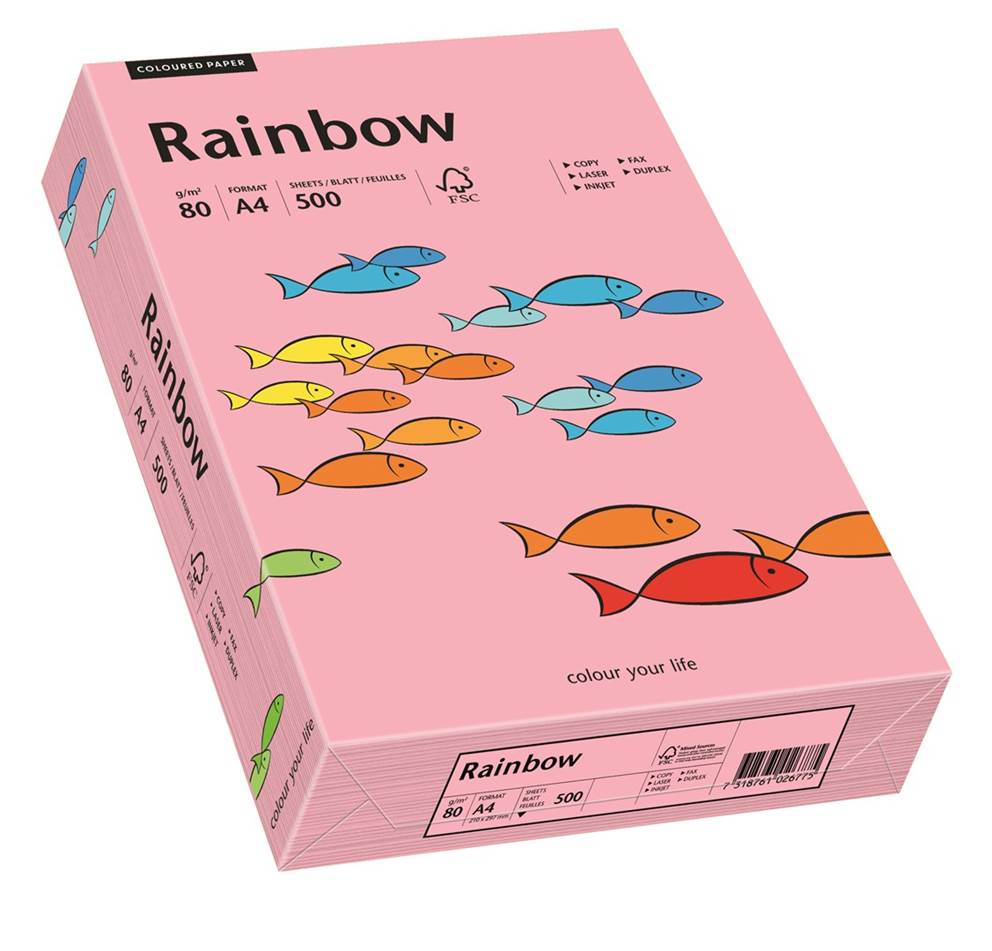 Papier ksero różowy A4/80g 500 arkuszy Rainbow