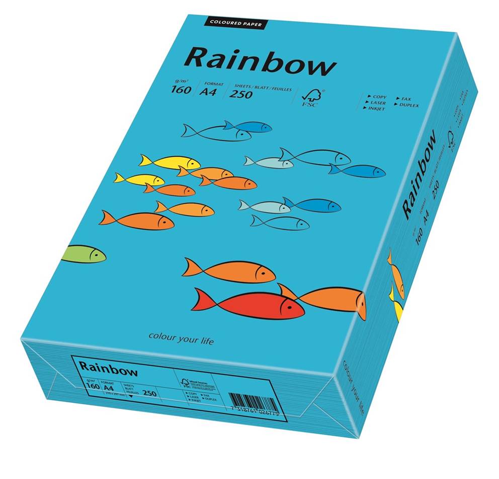 Papier ksero niebieski A4/160g 250 arkuszy Rainbow