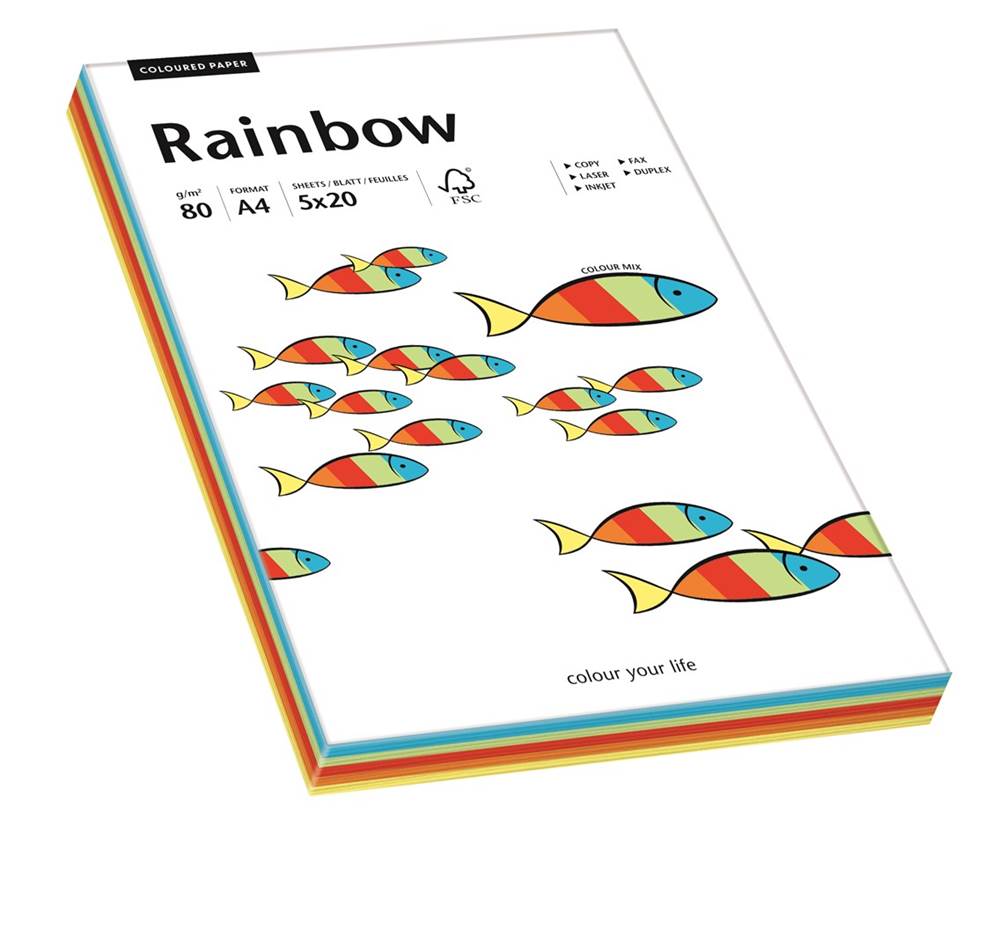 Papier ksero mix intensywny A4/80g 100 arkuszy (5x20) Rainbow