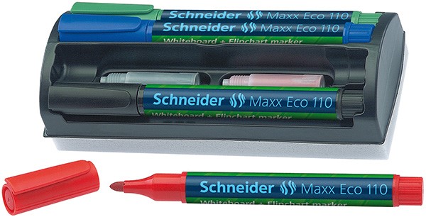 Zestaw markerów do tablic SCHNEIDER Maxx Eco 110, okrągły, 1-3 mm, 4 szt., miks kolorów